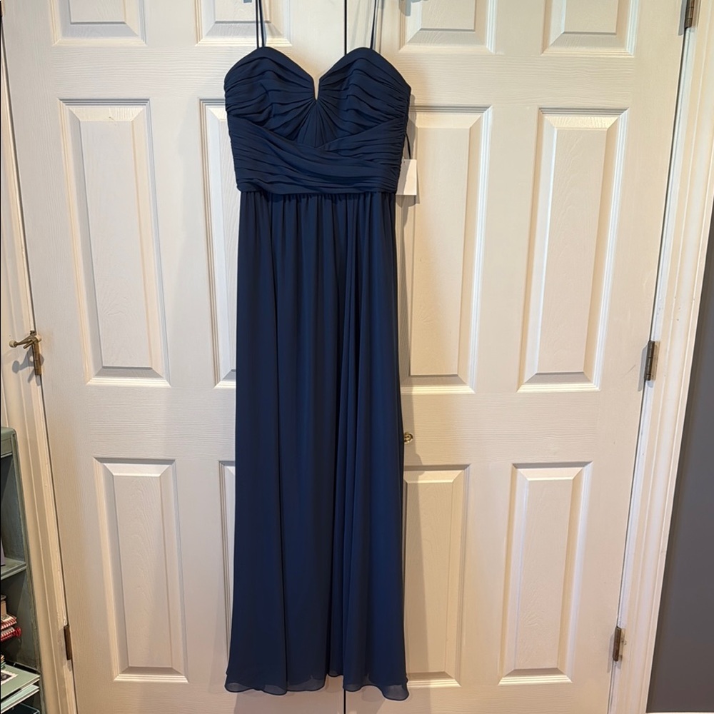 Amsale Navy Strapless Maxi Dress